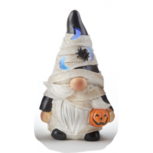 50% Off, LED LIGHTED COSTUMED HALLOWEEN GNOMES, WHITE BANDAGES, 7" Tall